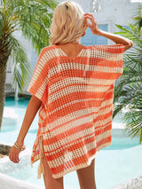 Tassel Openwork Striped V-Neck Cover Up - V.I.P Digital Presence