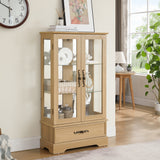 Light colored glass cabinet with adjustable glass frame, including cabinet light bulbs OAK with 2 doors and 1 drawer - V.I.P Digital Presence