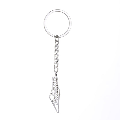 Israel Palestine Map Flag Drip Oil Stainless Steel Keychain Fashion Men's and Women's Stainless Steel Keys - V.I.P Digital Presence