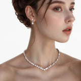 Simple necklace earring set bride's wedding jewelry set fashionable and versatile accessories - V.I.P Digital Presence