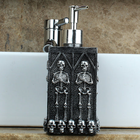 Creative home square bathroom hand sanitizer bottle decoration with a multi sided skull liquid bottle in the underground cave - V.I.P Digital Presence