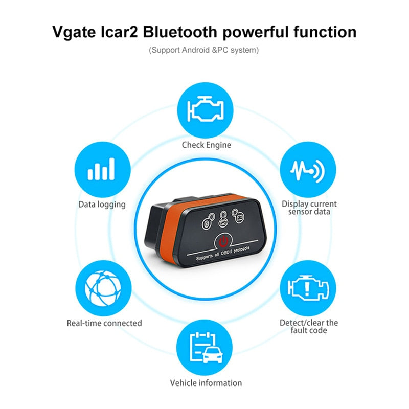 Vgate icar2 Bluetooth/Wifi OBD2 Diagnostic-tool ELM327 Bluetooth/wifi OBD 2 Scanner Mini ELM327 for android/PC/IOS Code Reader - V.I.P Digital Presence