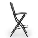 Outdoor Wicker Barstools Faux Rattan Patio Bar Stool Foldable Chair, 2-Pcs Set, Multibrown - V.I.P Digital Presence