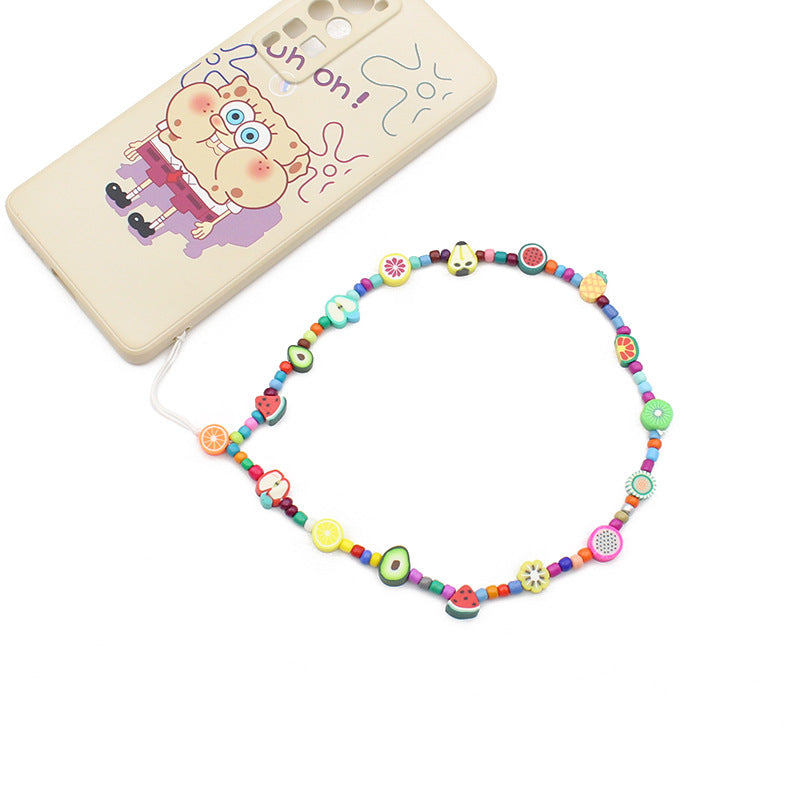 New Soft Ceramic Color Mix And Match Fruit Smiley Beaded Letters To Prevent Mobile Phone Chain Necklace - V.I.P Digital Presence