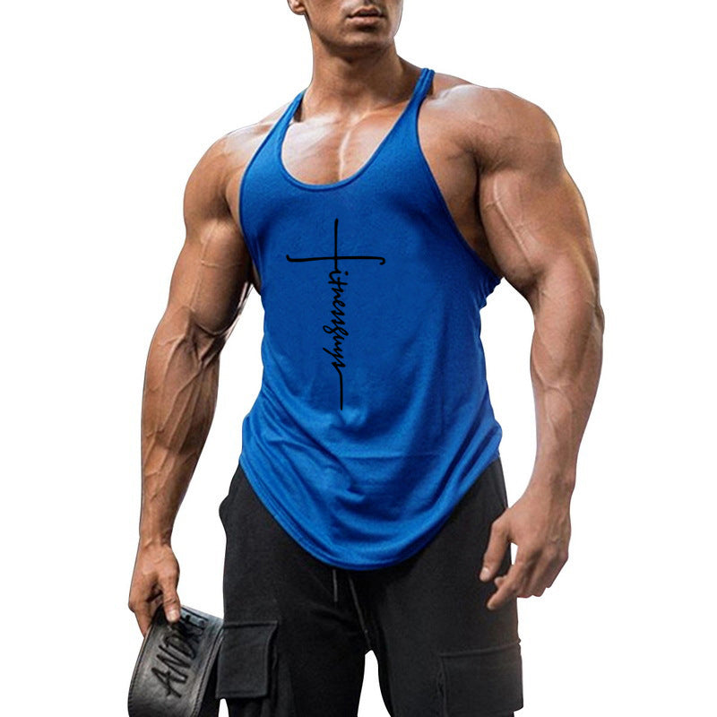 Pure cotton bodybuilding and fitness vest muscle men's sports deep digging 1cm thin shoulder strap sling - V.I.P Digital Presence