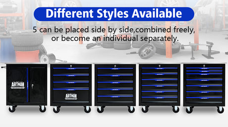 5 DRAWERS MULTIFUNCTIONAL TOOL CART WITH WHEELS-BLACK+BLUE - V.I.P Digital Presence