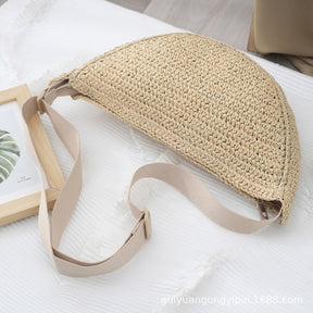Sports Crossbody Bag Handmade Woven Dumpling Bag Breathable Semicircle Bag Versatile Rattan Bag Summer Beach Bag for Women Luxury - V.I.P Digital Presence