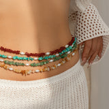 Gravel imitation pearl beach waist chain waist chain jewelry versatile single-layer bead body chain - V.I.P Digital Presence
