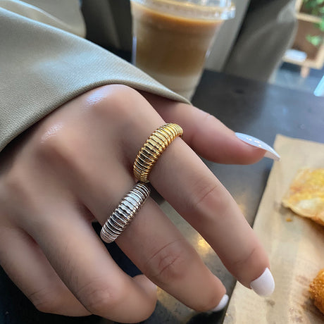 Temperament spiral pattern metal texture open index finger ring Hong Kong style anchor jewelry - V.I.P Digital Presence