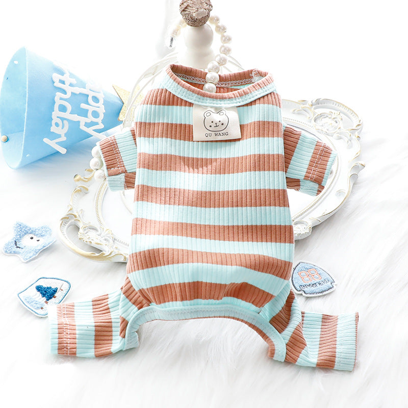 Dog Clothes Spring and Summer Thin Wide Striped Four-legged Home Clothes Bottoming Shirt Small Dog Teddy Pet - V.I.P Digital Presence