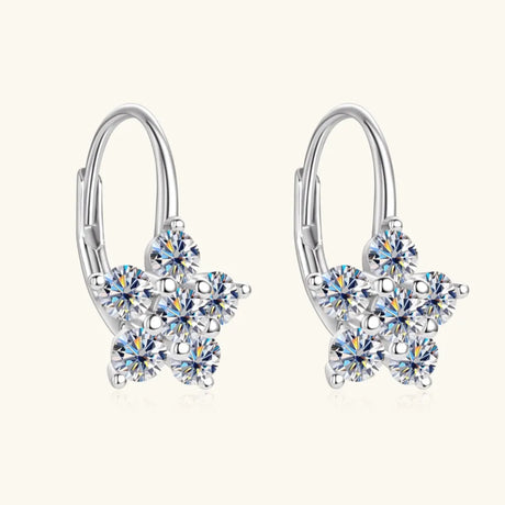 1.2 Carat 925 Sterling Silver Moissanite Flower Huggie Earrings - V.I.P Digital Presence