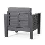 ( Set of 2) Outdoor Acacia Wood Club Chairs with Cushions, Dark Gray, 27.75"D x 32"W x 27.75"H - V.I.P Digital Presence
