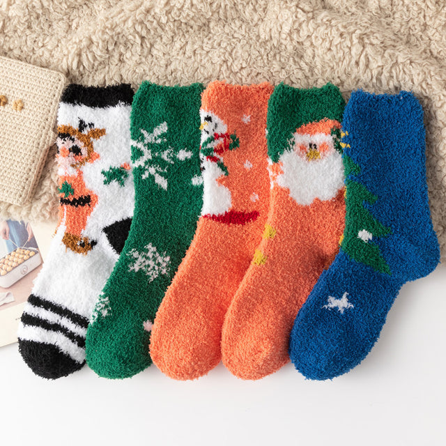 Christmas orange socks for children, winter thick INS trendy warm home socks, coral fleece flooring - V.I.P Digital Presence