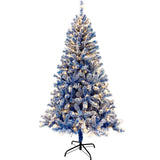 6FT pre ignited hinge chain artificial fir Christmas tree, Christmas tree snowflake flocking person with 750 Christmas branches - V.I.P Digital Presence