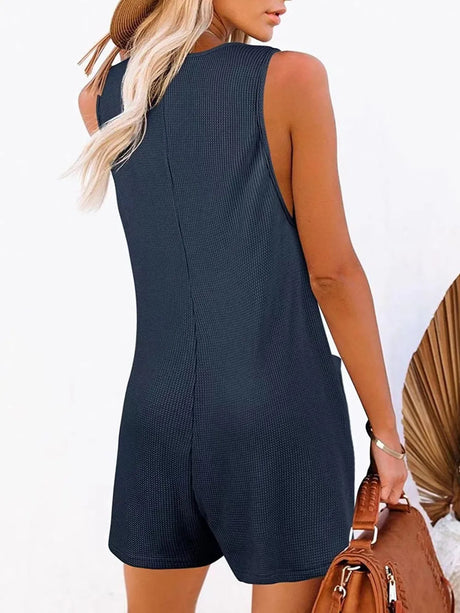Pocketed Scoop Neck Sleeveless Romper - V.I.P Digital Presence