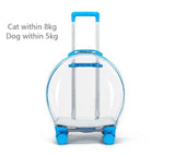 Rolling Pet Travel Trolley with Wheel, Transparent Capsule, Pink, Green, Puppies, Dogs, Cat Carriers Bag, 5-20Kg - V.I.P Digital Presence