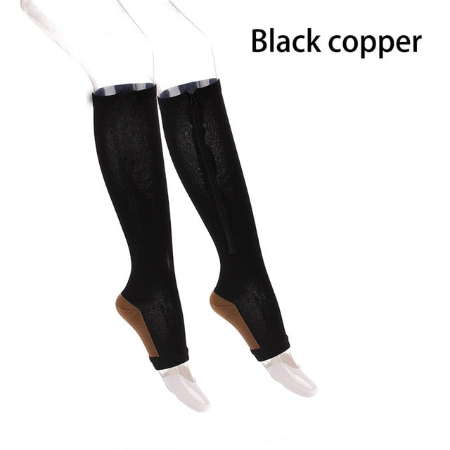 1 Pair Unisex Compression Socks Zipper Leg Support Knee Socks Women Men Open Toe Thin Anti-Fatigue Stretchy Socks Drop shipping - V.I.P Digital Presence