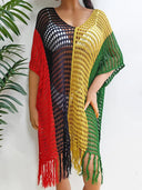 Fringe Color Block Scoop Neck Cover Up - V.I.P Digital Presence