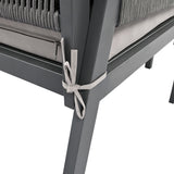 Outdoor Furniture with Tempered Glass Table Deep Seating with Thick Cushion for Backyard Porch Balcony (Grey)