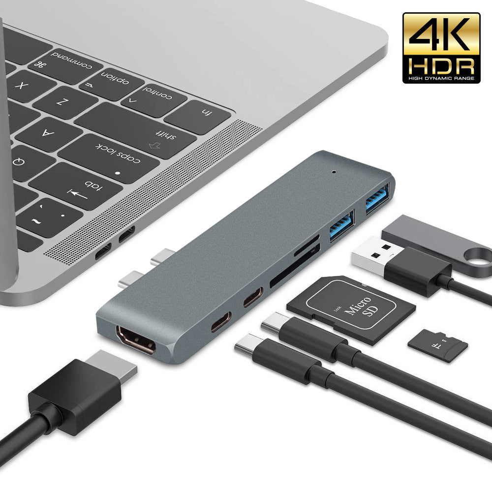 7-in-1 Dual Type-C to HDMI Dock USB 3.0 Hub Converter - V.I.P Digital Presence