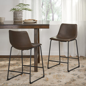 Vintage Style Brown 24-Inch Counter Stool (Set of 2) - V.I.P Digital Presence