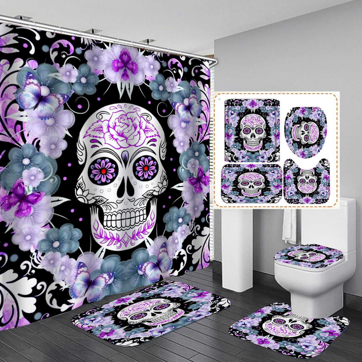 Polyester Printed Shower Curtain Thickened Waterproof Halloween Shower Curtain - V.I.P Digital Presence