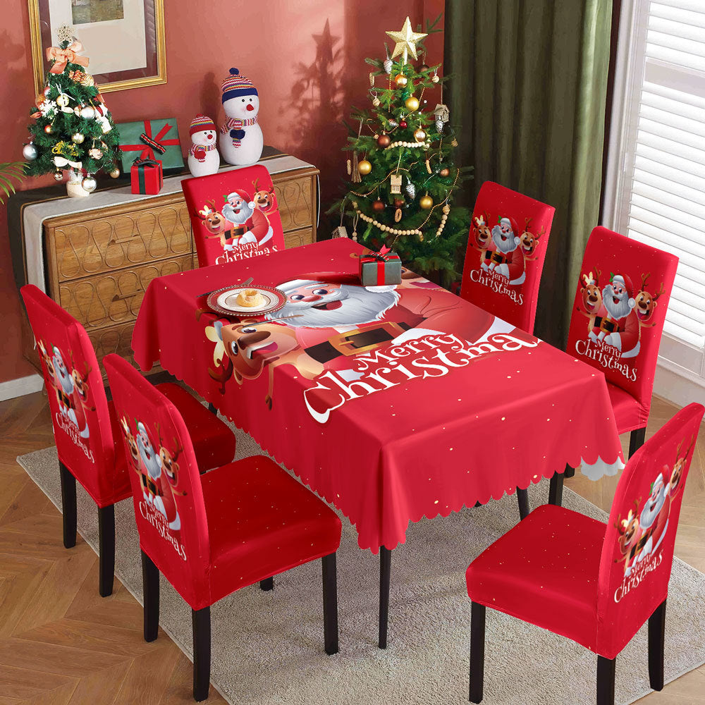 Christmas tablecloth, holiday decoration, elastic chair cover, household dining table, waterproof and dustproof tablecloth, fabric decorative tablecloth - V.I.P Digital Presence