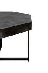 Wooden octagonal retro patchwork craft 30 inch wooden tabletop cross metal leg coffee table (Antique Black) - V.I.P Digital Presence