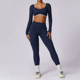 Color blocked back yoga suit set tight fitting sports and fitness suit for women - V.I.P Digital Presence