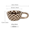 A 300ml ceramic retro couple checkerboard grid small capacity milk white wind mug coffee cups - V.I.P Digital Presence