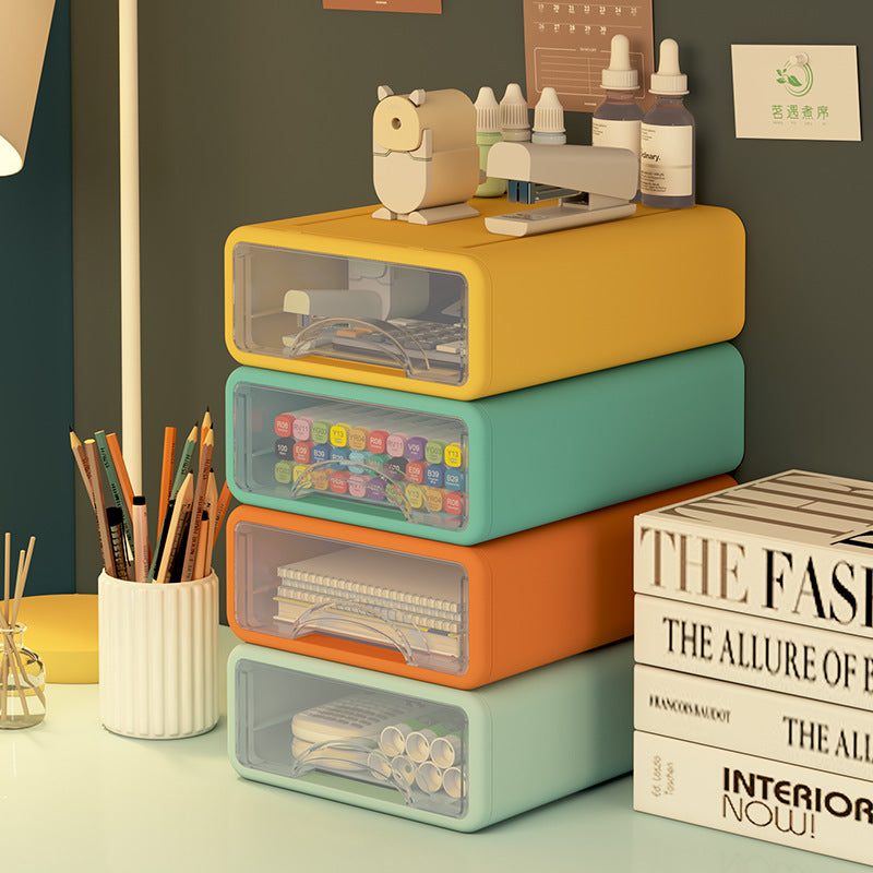 Office home desktop cosmetics stationery transparent storage box drawer type sundries storage box - V.I.P Digital Presence