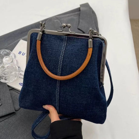 Small handbag women's handbag handmade denim splicing hand-held crossbody bag single shoulder bag small shoulder bag - V.I.P Digital Presence