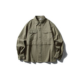 Splicing workwear long sleeved shirt men's loose casual shirt - V.I.P Digital Presence