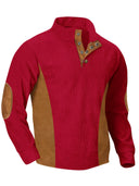 European men's casual stand up collar long sleeved corduroy sweatshirt with pit stripe - V.I.P Digital Presence