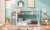 Twin size House Bed with Two Drawers and Wardrobe,White - V.I.P Digital Presence
