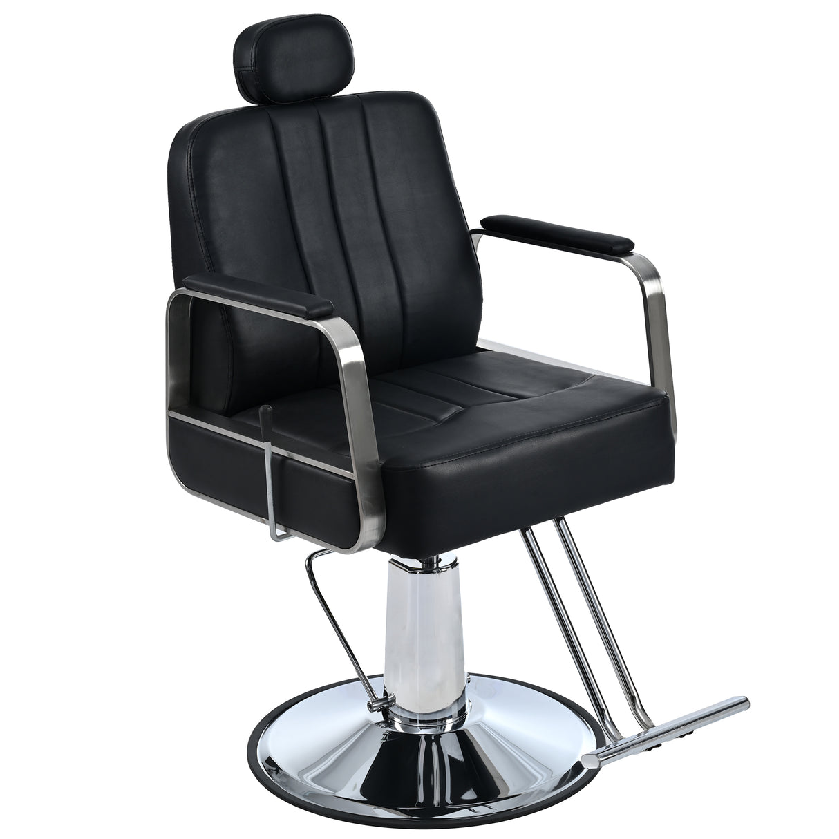 Premium Reclining barber Chair Salon Chair for Hair Stylist with Heavy Duty Hydraulic Pump, 360° Rotation  Black - V.I.P Digital Presence