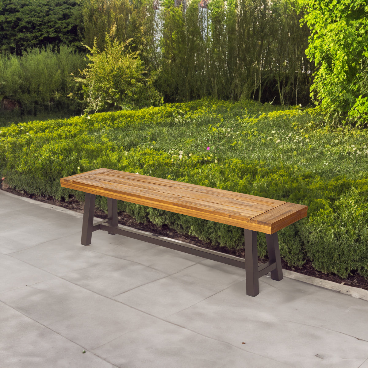 Outdoor Carlisle Benches, Sandblasted Brown + Rustic Metal (Set of 2) - V.I.P Digital Presence