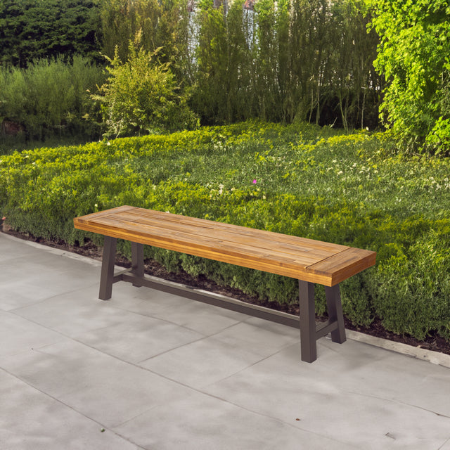 Outdoor Carlisle Benches, Sandblasted Brown + Rustic Metal (Set of 2) - V.I.P Digital Presence