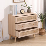 31.5 "3-Drawers Rattan Storage Cabinet Rattan Drawer,for Bedroom,Living Room,Natural - V.I.P Digital Presence