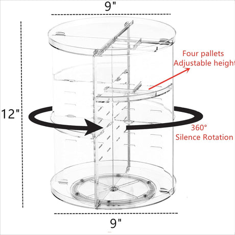 Rotating cosmetic storage box transparent desktop display rack dressing table makeup brush skincare product storage rack - V.I.P Digital Presence