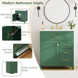 30-Inch Green Bathroom Vanity with Ceramic Sink and Ample Storage - Ideal Choice for Small Bathrooms - V.I.P Digital Presence
