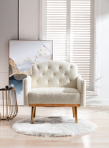 COOLMORE modern style armchair, plush decorative fabric armchair with golden metal legs (white teddy bear) - V.I.P Digital Presence