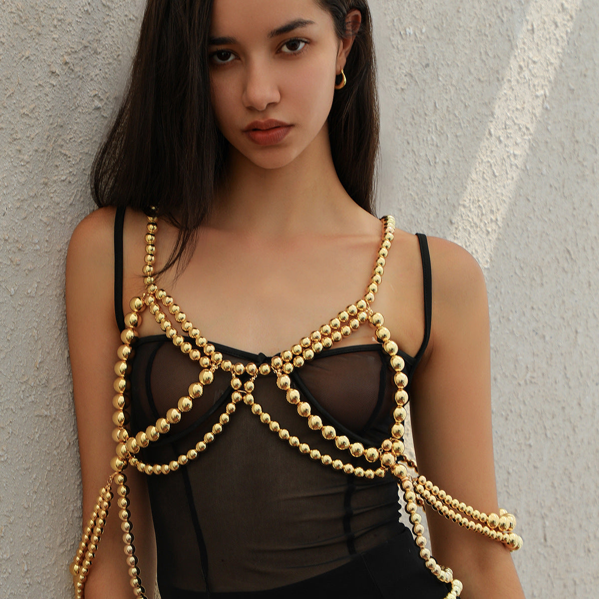 Sweet, cool and spicy girl imitates pearl hollow tassel ethnic windbreaker decoration chain, sexy nightclub style multi-layer body chain - V.I.P Digital Presence
