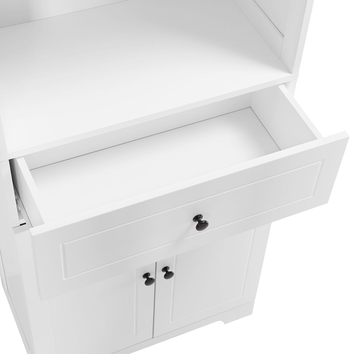 Tall Bathroom Cabinet with Four Doors, Large Storage Space Open Shelve, Upper Storage Cabinet, Whit - V.I.P Digital Presence