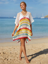 Cutout Striped Cover-Up with Tassel - V.I.P Digital Presence