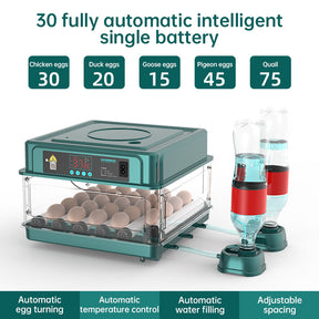 9 - 48 Egg Incubator: Automatic Egg - Turning & Humidity Monitoring. Duck Incubator with Auto - Water Ionic Waterbed - V.I.P Digital Presence