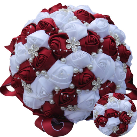 WifeLai-A Ramos De Novia Burgundy Artificial Flower Bridesmaid Wedding Bouquet - V.I.P Digital Presence