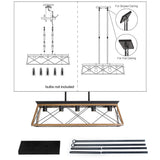 Farmhouse Chandeliers With 5 Bulbs For Dining Room Walnut - V.I.P Digital Presence