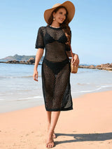Slit Openwork Round Neck Cover-Up - V.I.P Digital Presence