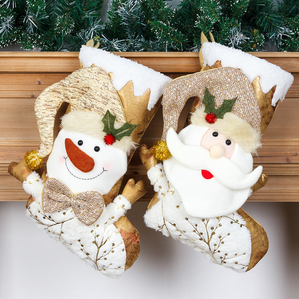 Christmas Decorative Socks Gift Bag Candy Bag Jewelry Gold 3D Christmas Socks Gift Bag - V.I.P Digital Presence